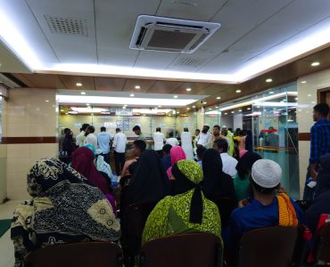 Row of people of various ages patient waiting for see doctor